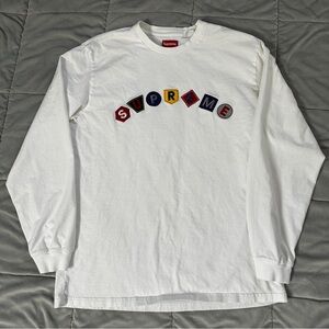 Supreme White Long Sleeve Tee with Multicolor Logo